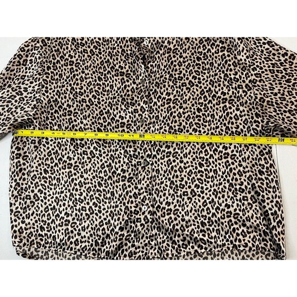 Joyspun Leopard Print Button-Up Satin Shirt L - Picture 8 of 11
